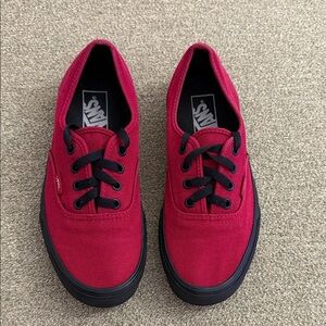 Vans Authentic Jester Red "Black Sole" Size 6M/7.5 W B33 SKATE Classic VNDS